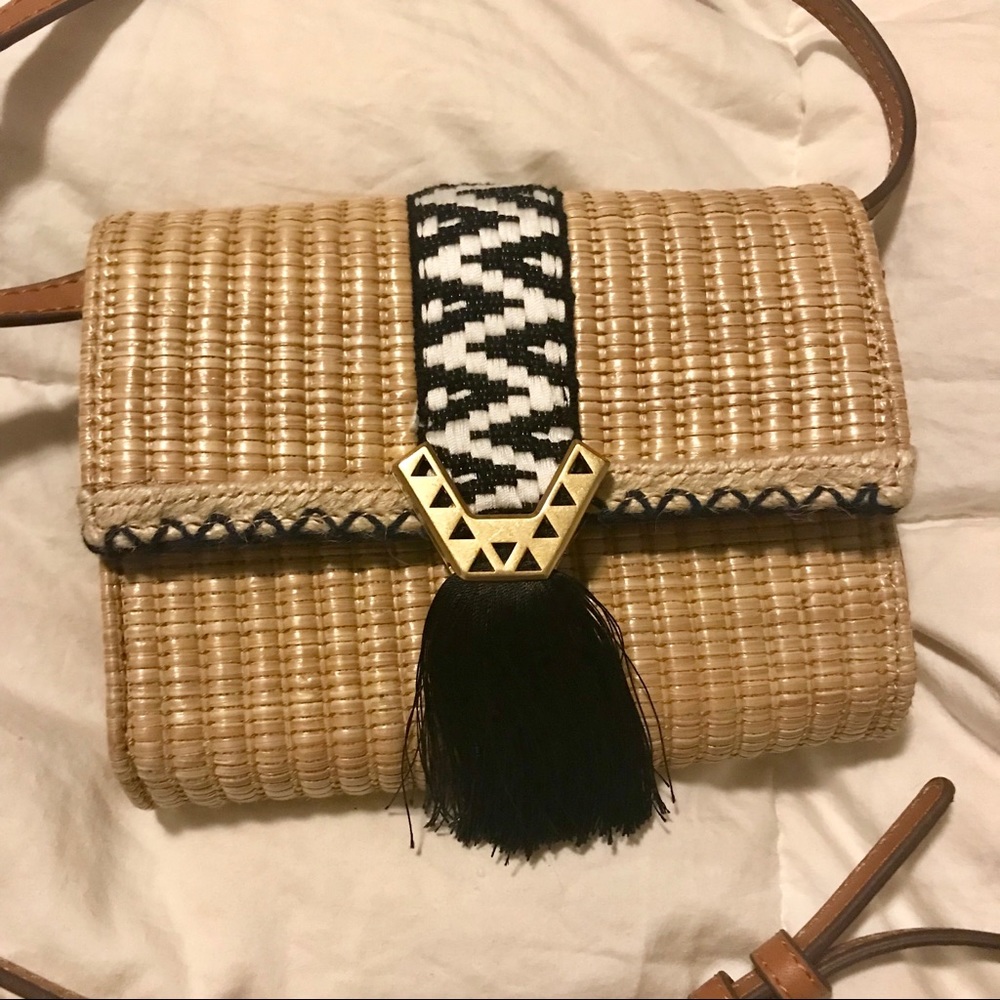 Stella & Dot Rafia Tassel Fringe Crossbody